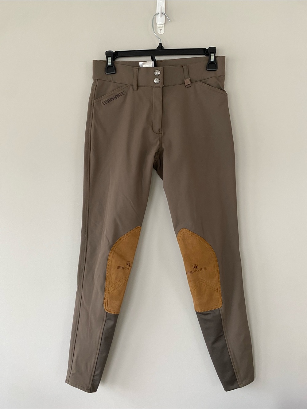 EUC Romfh Size 26L Serafina Breeches Euro Seat Taupe Walnut Knee Patch